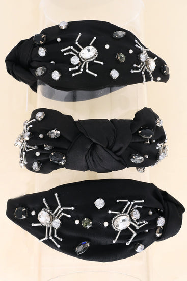 Spider Rhinestone Headband Black