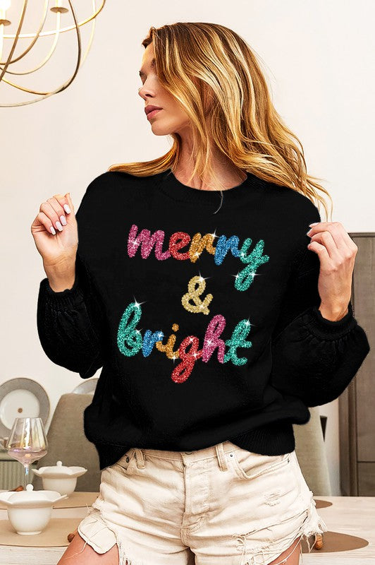 Merry & Bright Tinsel Sweater Black