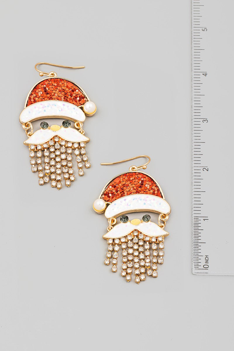 Glitter Santa Christmas Earrings