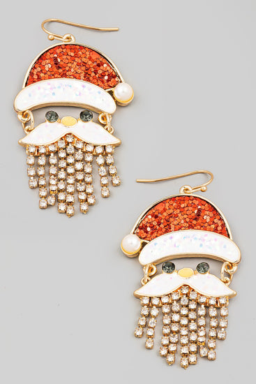 Glitter Santa Christmas Earrings