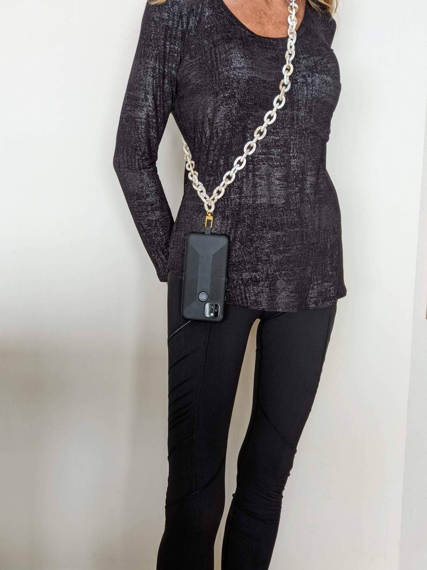 Crossbody Phone Chain White Tortoise