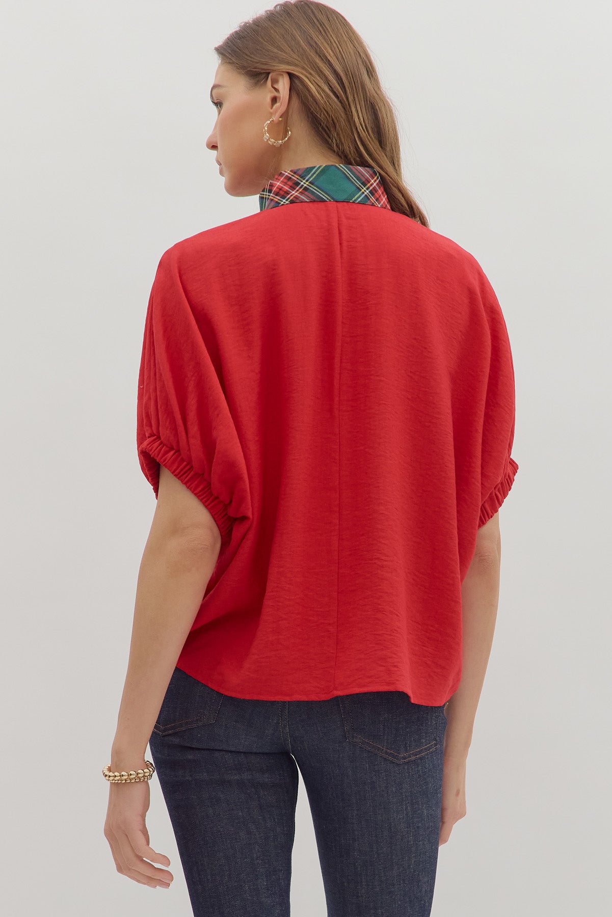 Joyful Dolman Holiday Top Red