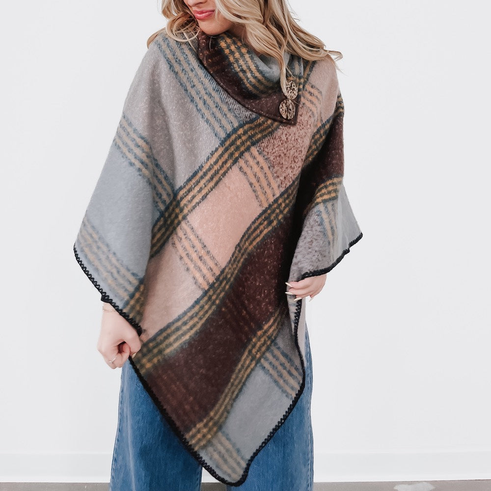Bianca Button Neck Poncho