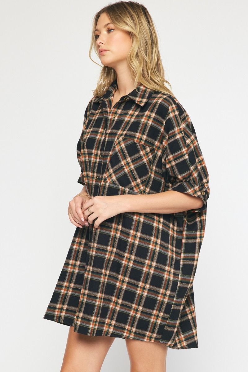 Like The First Time Black Plaid Tunic Dress