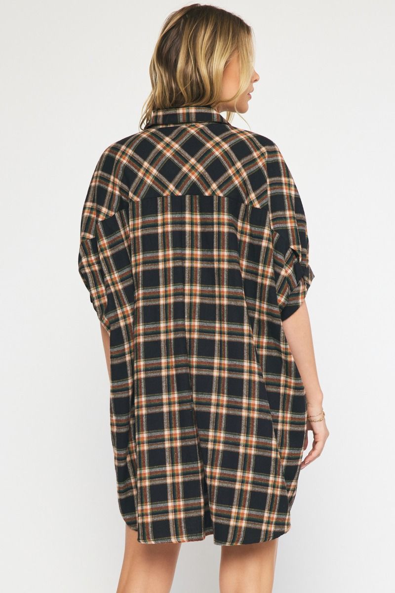 Like The First Time Black Plaid Tunic Dress