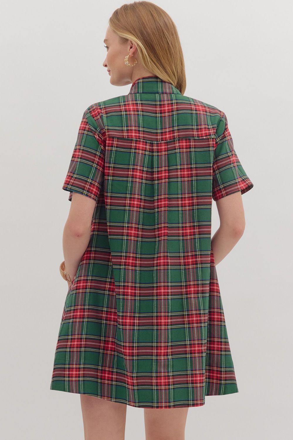 Tis The Season Plaid Dress Green