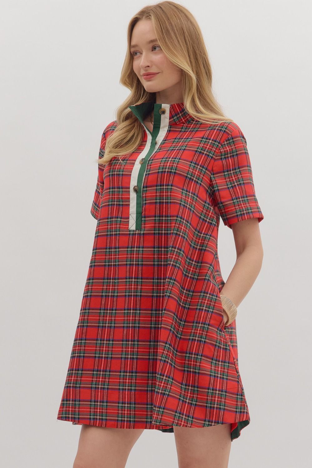 Tis The Season Plaid Dress Red