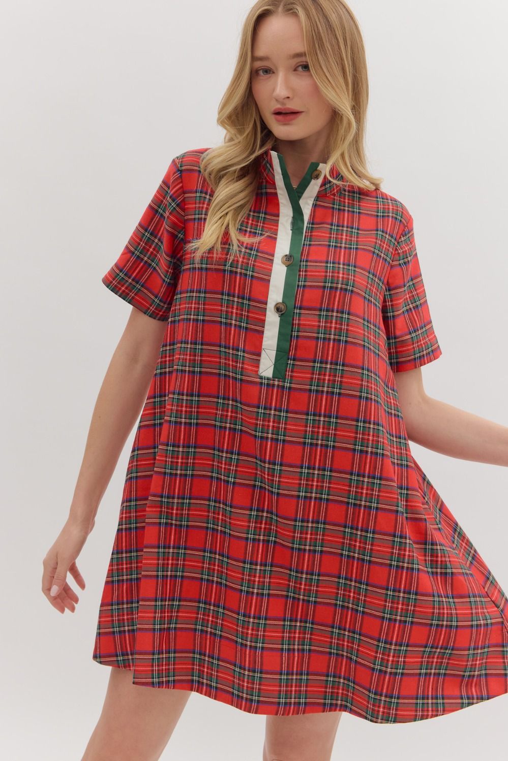 Tis The Season Plaid Dress Red