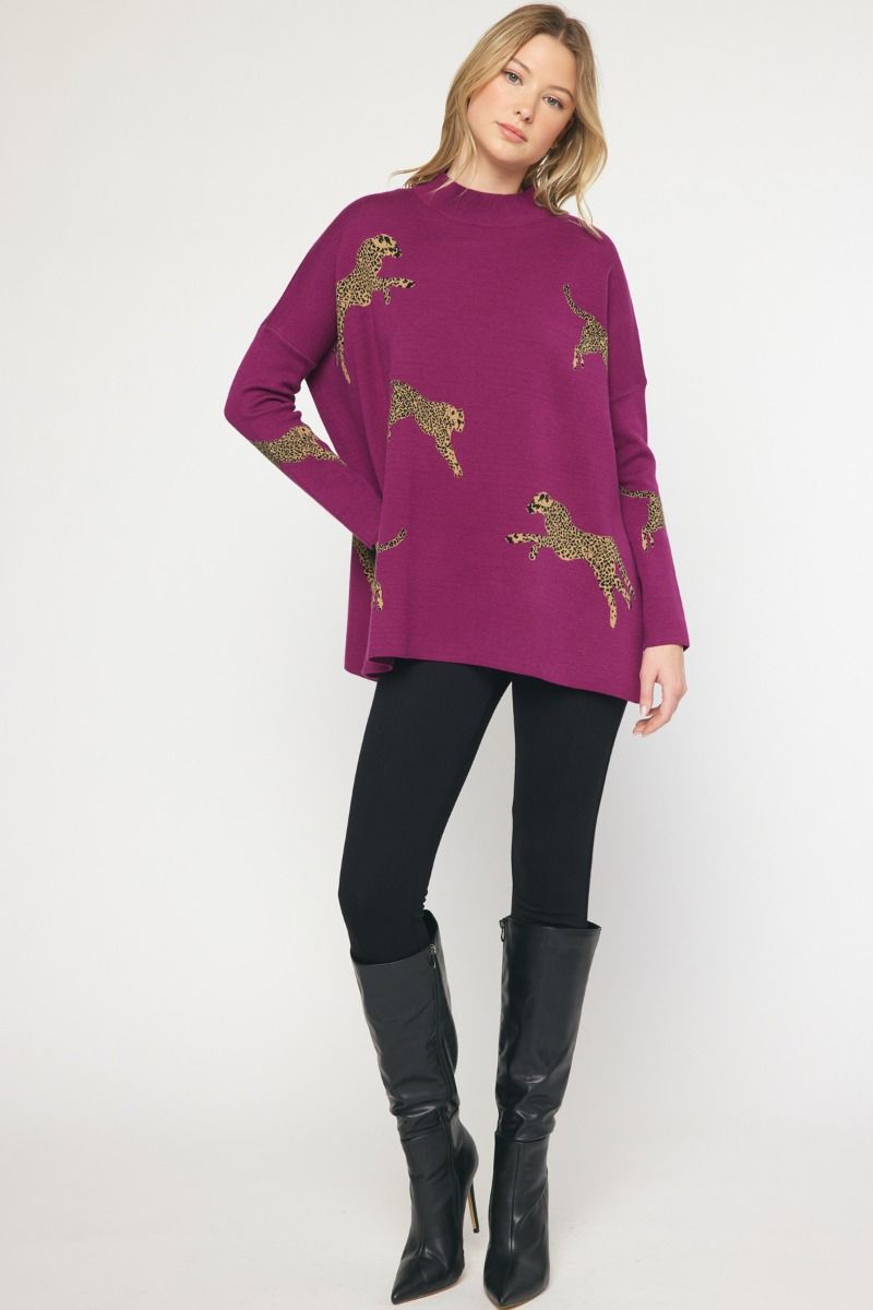 Poncho Tunic Sweater Plum