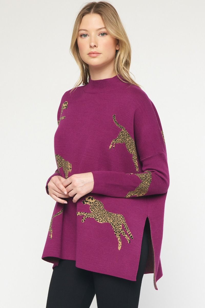 Poncho Tunic Sweater Plum