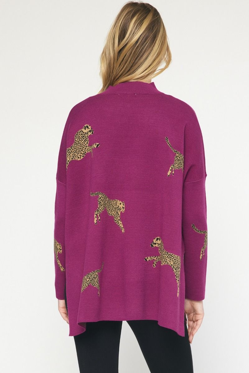 Poncho Tunic Sweater Plum