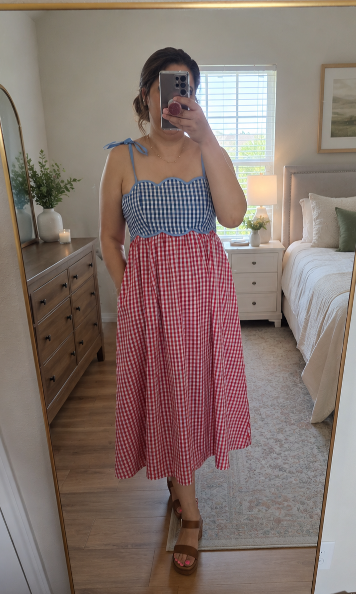 Blue and Red Gingham Dress