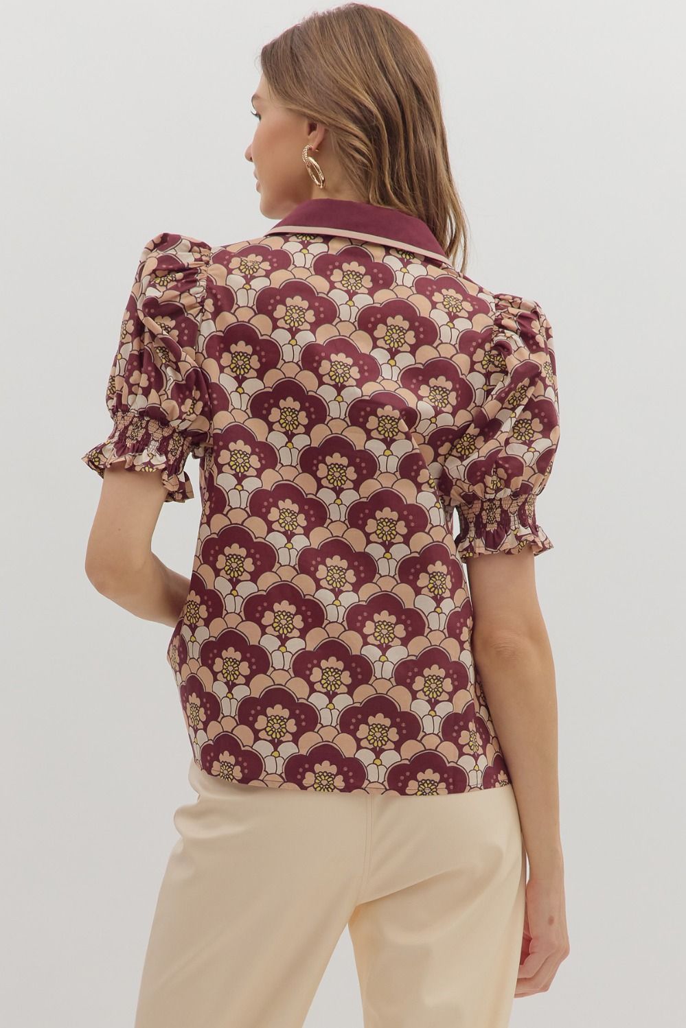 Sweet Dreams Printed Top Burgundy