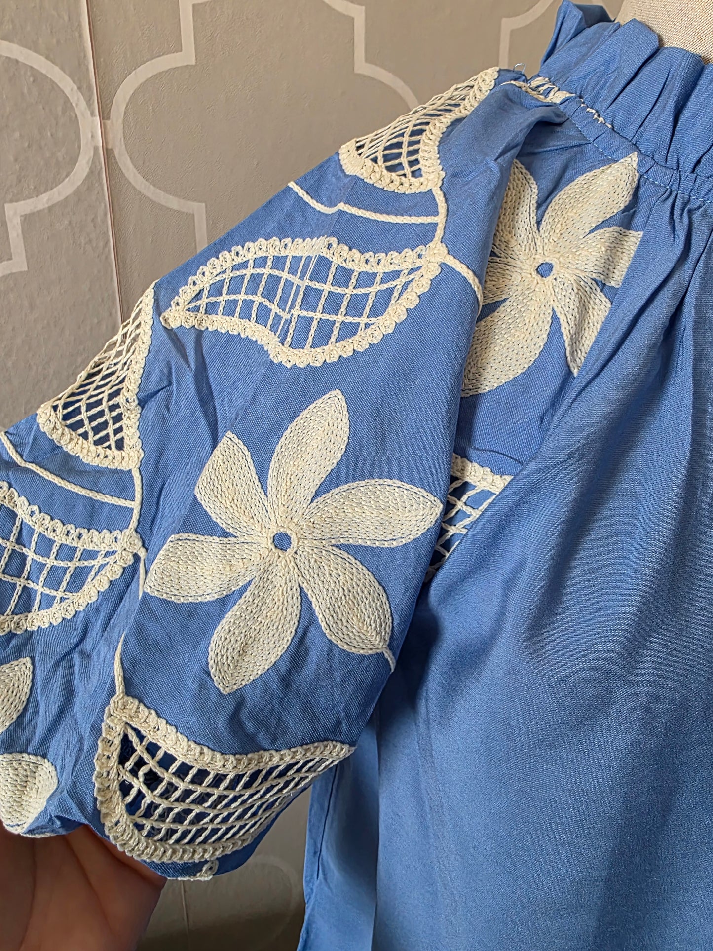 Glam Time Embroidered Sleeve Top