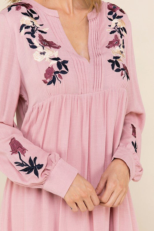 Loved and Cherished Embroidered Dress Blush