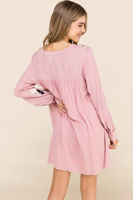 Loved and Cherished Embroidered Dress Blush