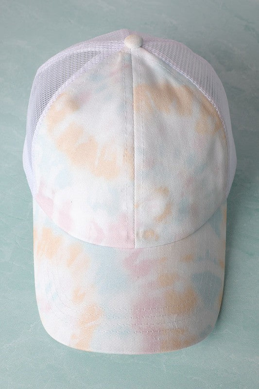 Tie Dye Trucker Hat Beige