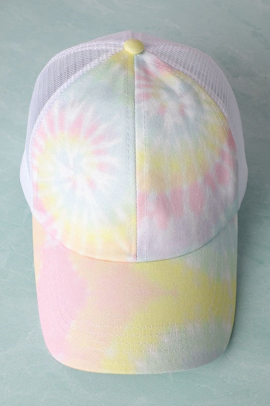 Tie Dye Trucker Hat Pink