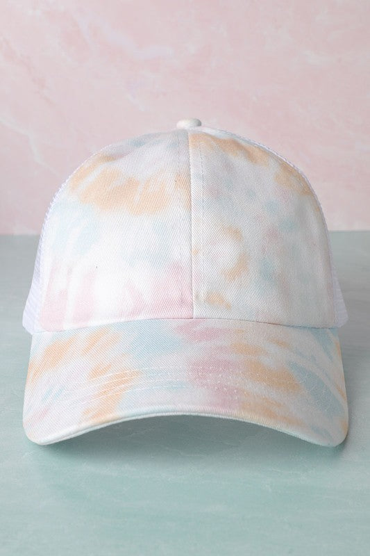 Tie Dye Trucker Hat Beige