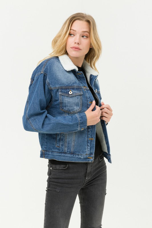 Denim Jacket With Sherpa Lining