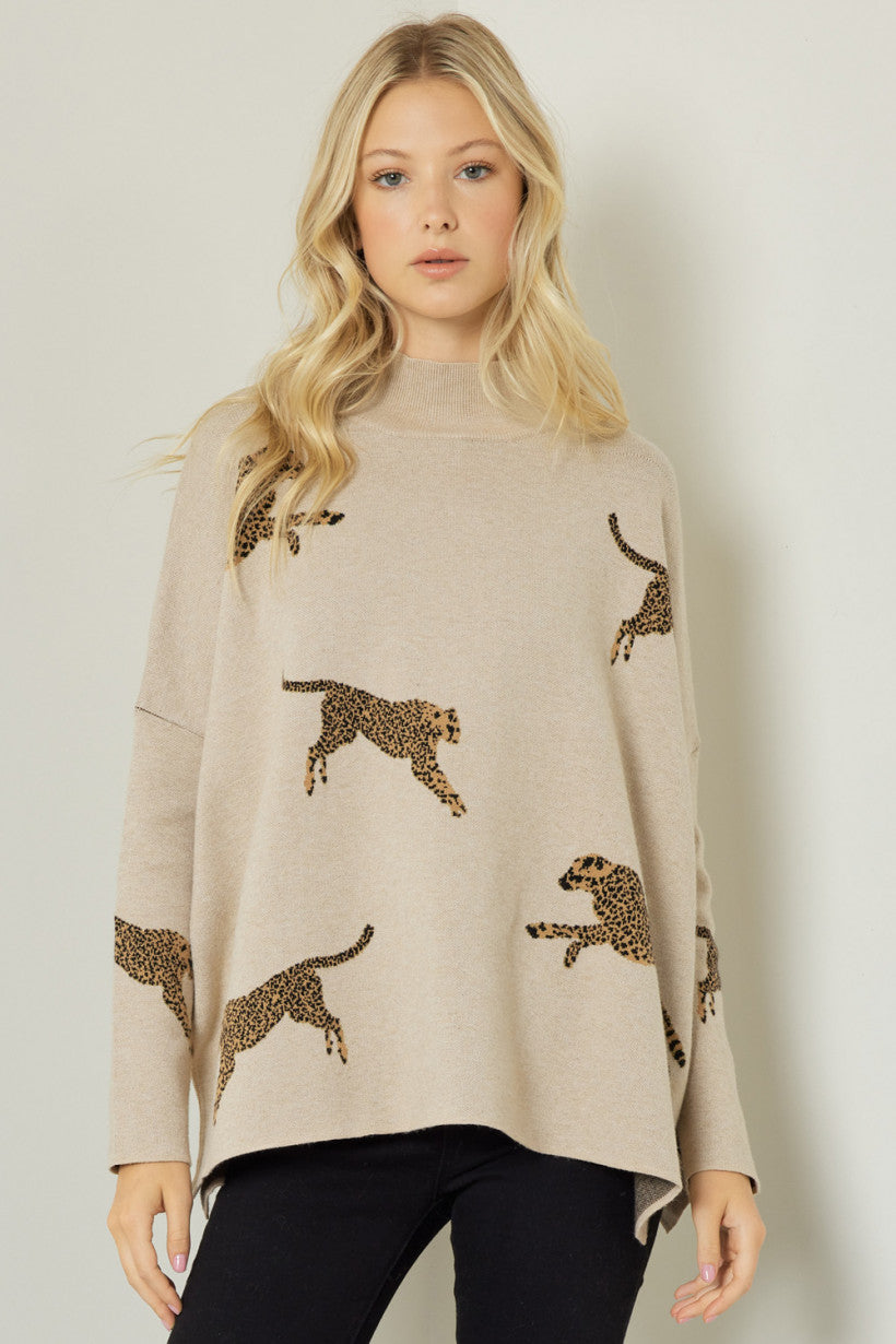 Poncho Tunic Sweater Oatmeal