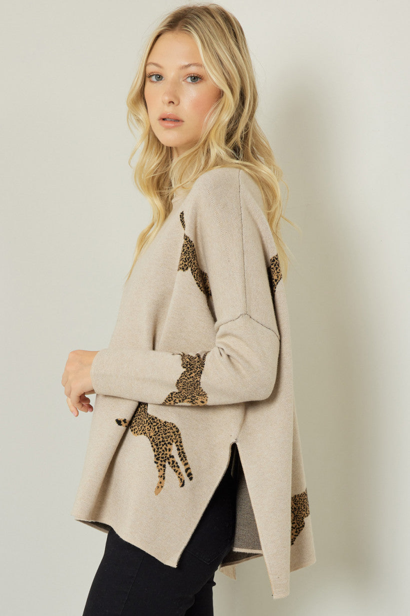 Poncho Tunic Sweater Oatmeal