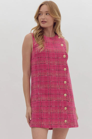 Holiday Pink Tweed Dress