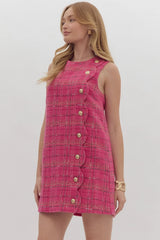 Holiday Pink Tweed Dress