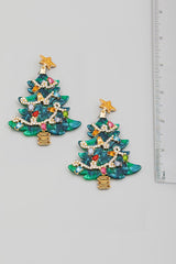 Christmas Tree Acetate Rhinestone Earrings