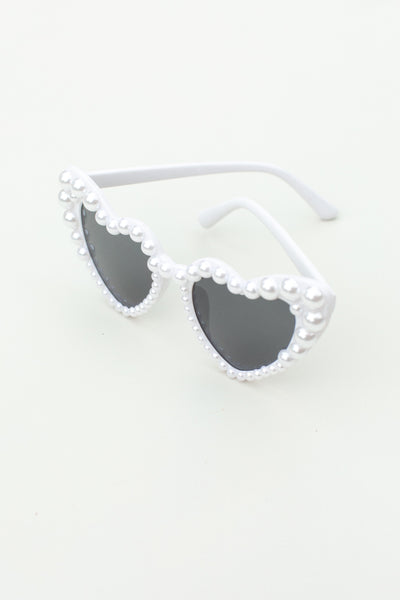 Bride Heart Sunglasses Pearl White