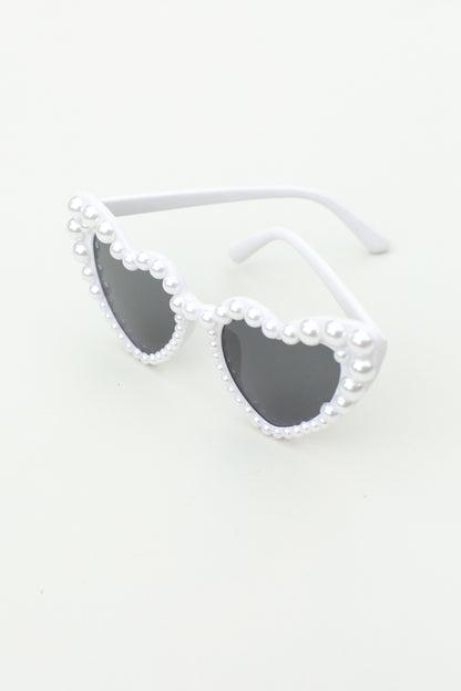 Bride Heart Sunglasses Pearl White