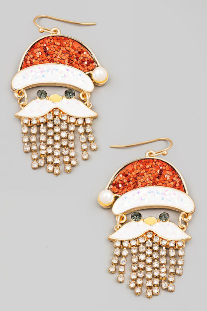 Glitter Santa Christmas Earrings