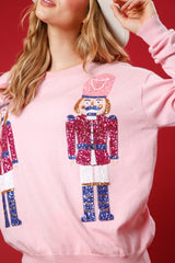 Sequin Nutcracker Sweater Pink