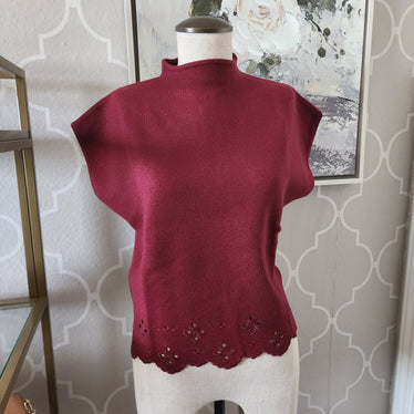 Eloise Mock Neck Sweater Garnet