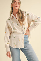 Floral Embroidered Button Down Top