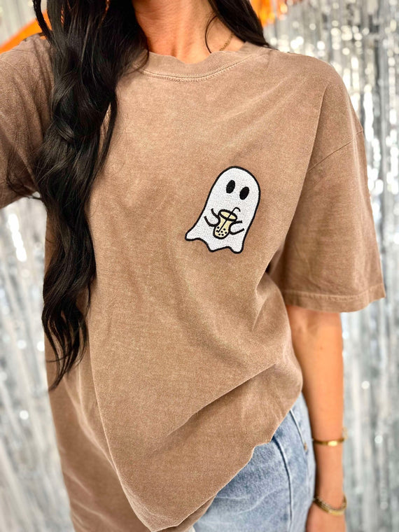 Ghost Coffee Embroidered Tee Espresso