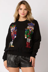 Sequin Nutcracker Sweater Black