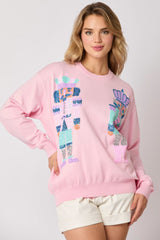 Sequin Pastel Nutcracker Sweater Pink