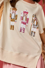 Nutcracker Terry and Corduroy Sweater Cream