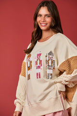 Nutcracker Terry and Corduroy Sweater Cream