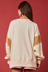 Nutcracker Terry and Corduroy Sweater Cream