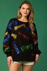 Sequin Merry Black Pullover