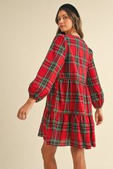 Holiday Cheer Plaid Dress Red