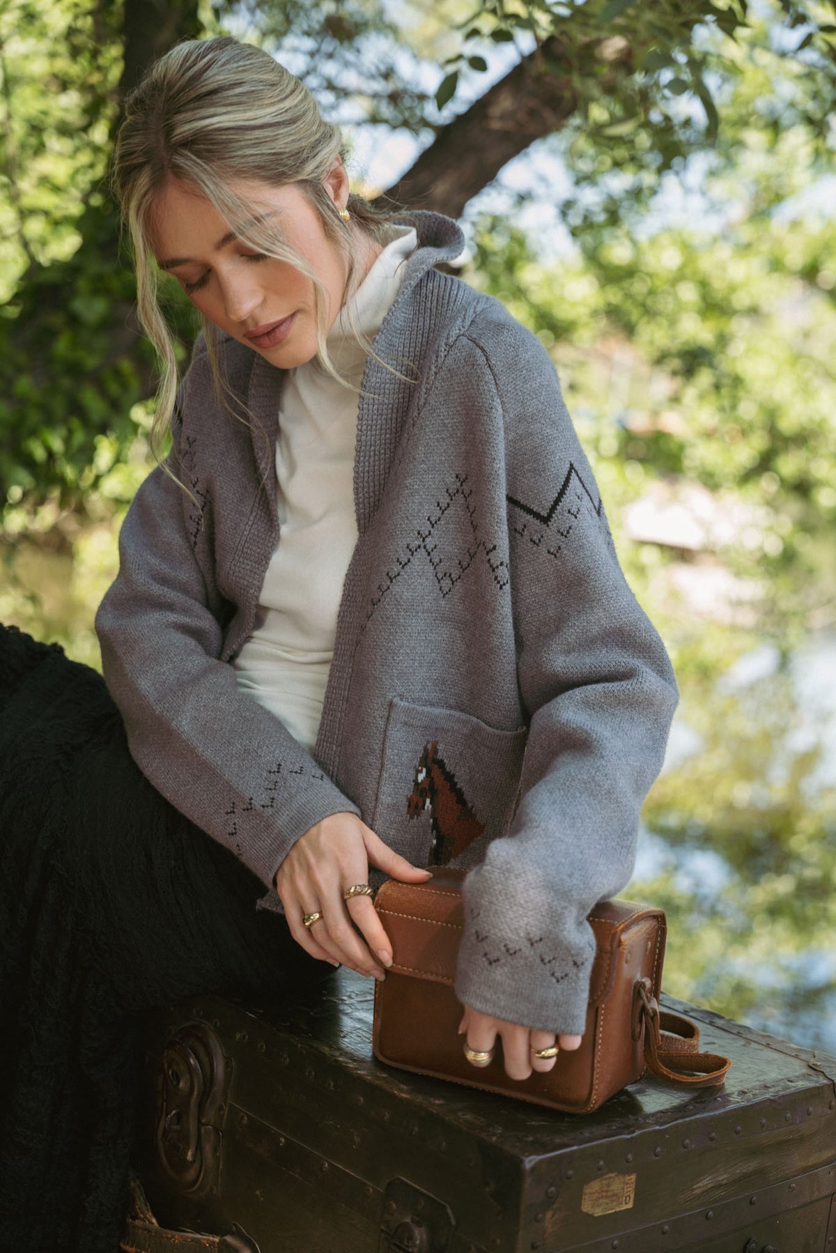Horse Knit Sweater Cardigan