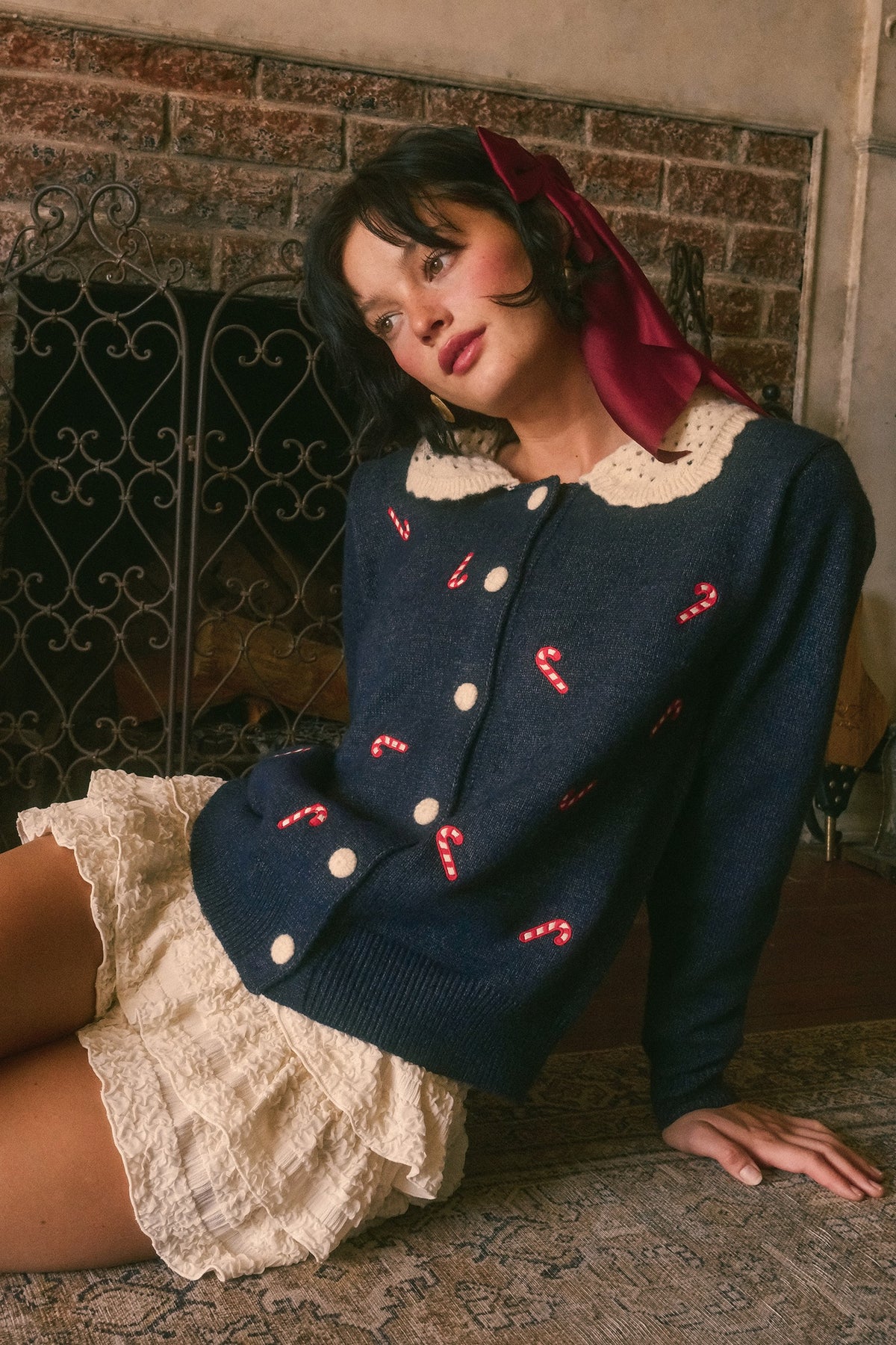 Candy Cane Collar Holiday Cardigan