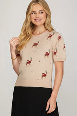 Oh Deer Knit Sweater Top