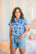 Blue Otomi Print Top