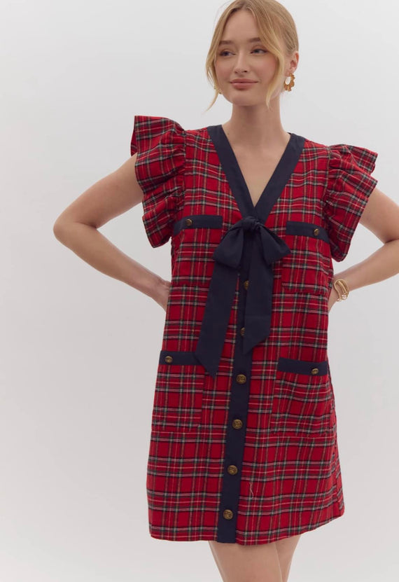 Cheers To Plaid Holiday Dress