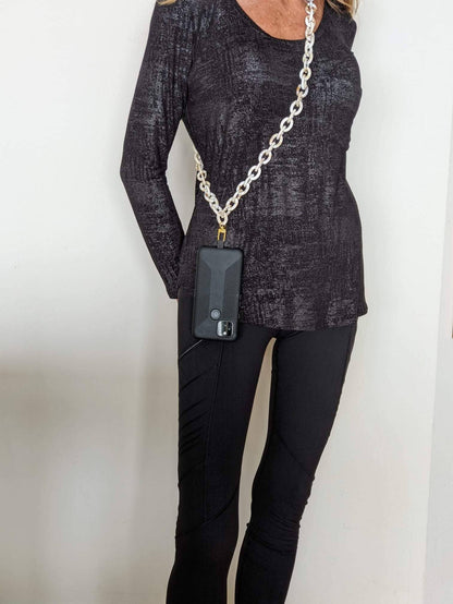 Crossbody Phone Chain White Tortoise