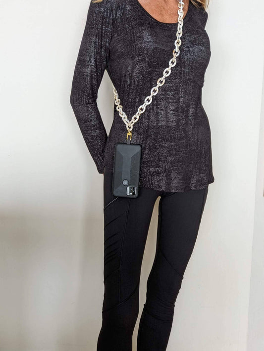 Crossbody Phone Chain White Tortoise